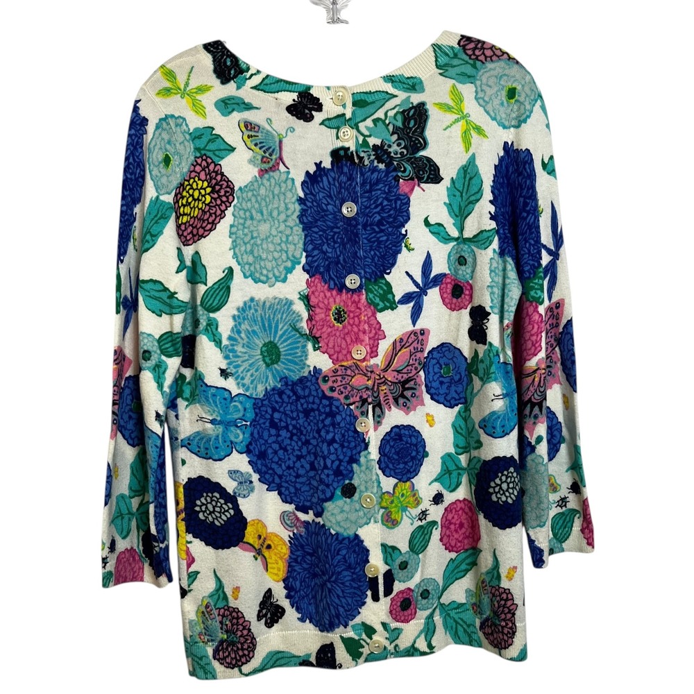 Talbots Sweater Floral Butterfly Print Boat Neck‎ 3/4 Sleeve S Grandmacore Boho - Picture 6 of 8